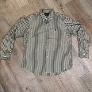 Vintage Ralph Lauren Classic Fit Button Down Shirt Vertical Stripes Mens Size XL